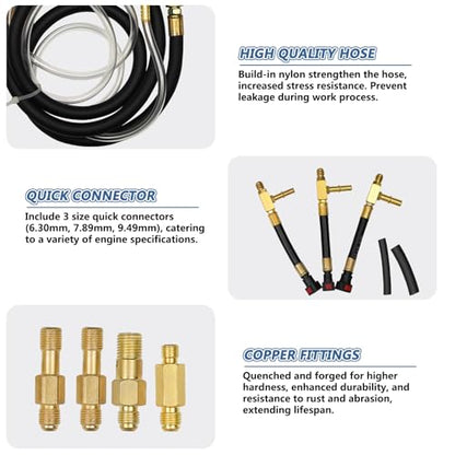 Pro Fuel Injection Pressure Tester Kit Fuel Pressure Gauge Fuel Pressure Test Kit 0-140 PSI with 9.49,7.89,6.30 Fuel Line Fittings