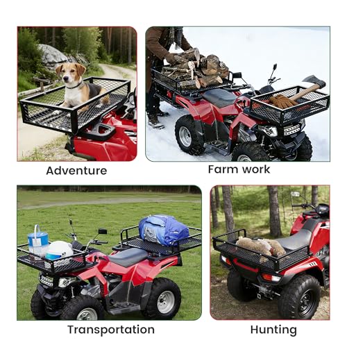ALMULOO Universal ATV Front and Rear Cargo Basket Set, 2-Piece Heavy-Duty
