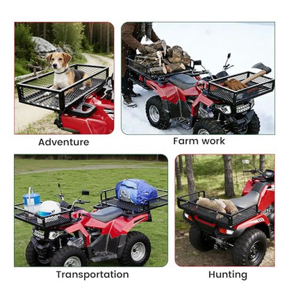 ALMULOO Universal ATV Front and Rear Cargo Basket Set, 2-Piece Heavy-Duty