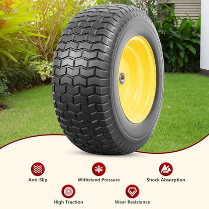 2PCS 16x6.50-8 Lawn Mower Flat Free Tire and Wheel, 16" Solid Tires