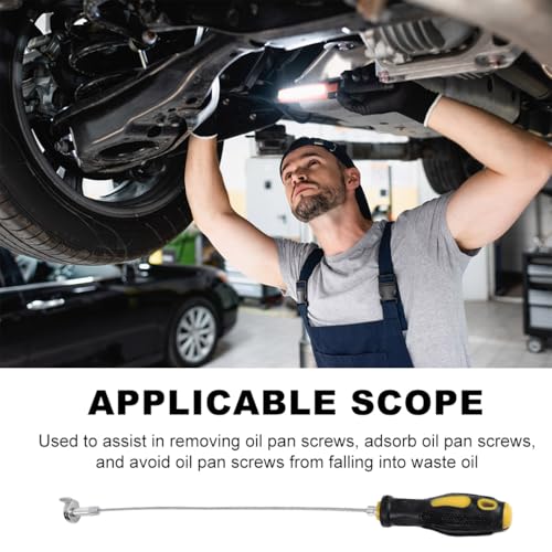 Wevdn Oil Drain Plug Removal Tool, Strong Magnetic Anti Scald Oil Filter Sump Plug Removal Wrench Oil Change Tool, Universal Oil Drain Plug Removal Pick Up Tool with Flexible Shaft