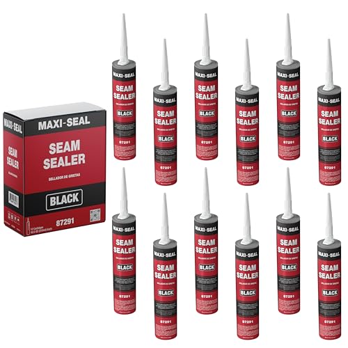 Maxi-Seal Black Polyurethane Seam Sealer (12-Pack, 10.5oz Tube) with Brushes | Flexible Auto Body Filler for OEM Seams | Brushable for Bare or Painted Surfaces 87291 - style: 12 Pack