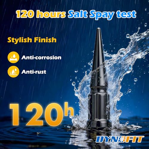 Dynofit M12x1.5 Spike Lug Nuts Compatible with Chevy Toyota Ford,20PCS - color: Black, size: 12x1.5 20PC
