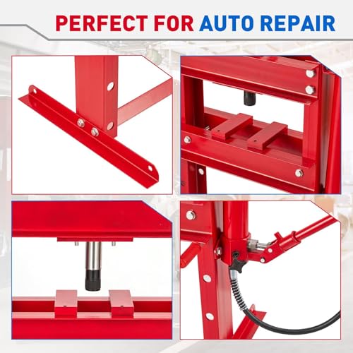10 Ton Hydraulic Shop Press with Pressure Gauge & Plate