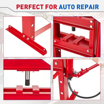 10 Ton Hydraulic Shop Press with Pressure Gauge & Plate