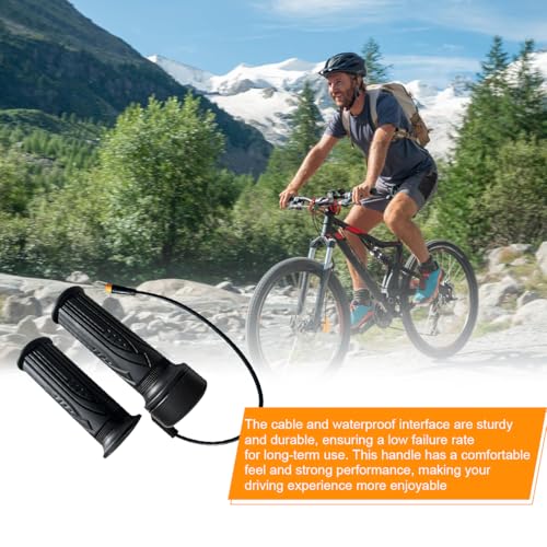 HZEL Ebike Throttle Grip, 1 Pair 20X 3 Pin Waterproof Electric Bicycle Full Twist Throttle Accelerator Handlebar Grip, Scooter Speed Controller Handle, Universal for E-Bike Motorcycle