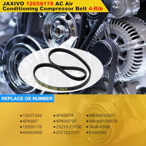 12658178 AC Air Conditioning Compressor Belt Compatible with 15-25 Escalade ESV 6.2L,14-25 Silverado/Sierra 1500 4.3L/5.3L/6.2L,15-25 Tahoe Yukon XL 5.3L/6.2L,Replace 4PK887SF 4040349S - size: 4PK887-887mm