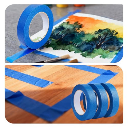 Lichamp 3 Pack Blue Painters Tape, 1 inch x 55 Yards x 3 Rolls