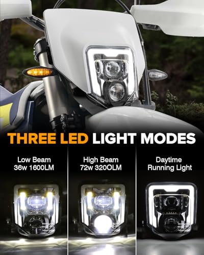 LED Dirt Bike Headlight Enduro Motocross Lights for 2017-2024 Husqvarna - color: black B