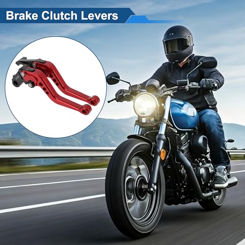Short Brake Clutch Levers for Honda CBR600 F2 1991-2007 6 Position Adjustable Motorcycle Handlebar Brake Lever Aluminum Alloy Solid Red 1 Pair - color: Solid Red
