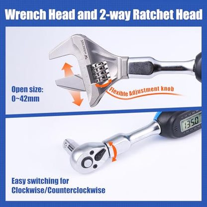 Wisscool Digital Torque Wrench, 5-99.6 ft.lb/6.8-135 N.m - size: Open-End Head/5-99.6 ft.lb