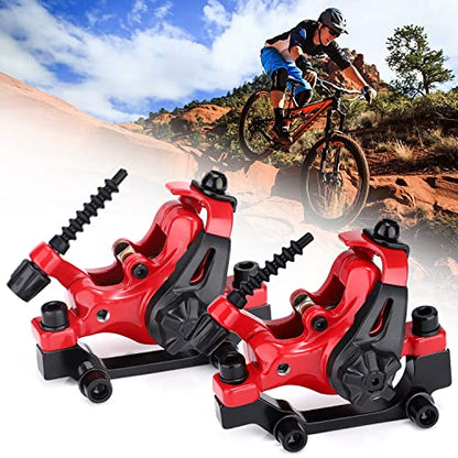 TOBWOLF Mechanical Disc Brake Kit, Dual Piston Calipers with 160mm Rotors - color: Mechanical Disc Brake Set - Dual Piston （Red）