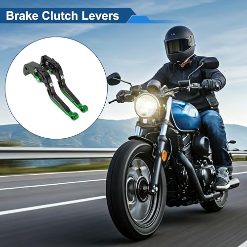 Short/Long Brake Clutch Levers for Kawasaki Ninja ZX6R 00-04 Black - color: Black Handle Green End