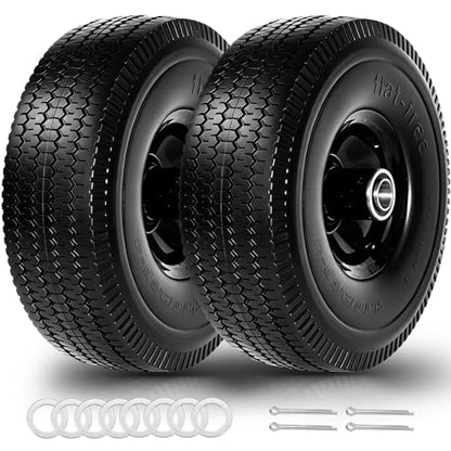 4.10/3.50-4 Solid Wheel with 3/4” Bearings, 2.25” Offset Hub, 10” Flat Free PU Foam Wheelbarrow Tire, No-Flat Replacement Wheel for Wheelbarrows, Garden Carts, Hand Trucks, Lawn Equipment - color: 3/4 bore,black