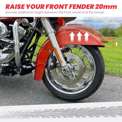 Front Fender Risers 20mm Relocator Spacer Fender Bracket Lift Mount Kit Fit Harley 1993-2013 Touring Model 21" Wheel Models 3 inch Hole Center Black - color: Black