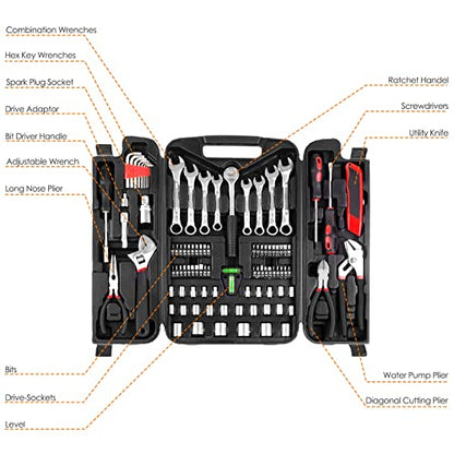 TLGREEN 95-Piece Car Tool Kit with Storage Case, Red - color: Red