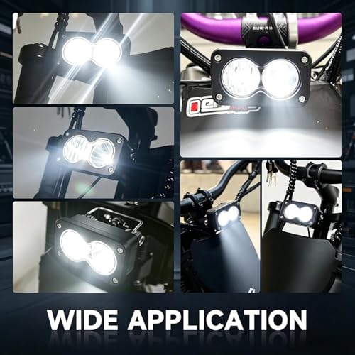 LED Headlight Upgrade Kit Applicable to Ridstar Q20 Q20 Lite Q20 Pro & Electric Bicycle, 20W 6000-6500K High Low Beam with Mount Bracket, 3 Pin Plug and Play
