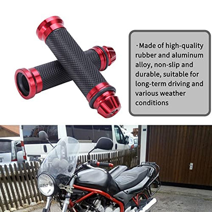 DREAMIZER Motorcycle Handlebar Grips 7/8-22mm Handle Grip Universal CNC Handlebar Cap for CBR CB GSXR 600 650 1000 R6 Ninja ZX H2 - Red - color: Red
