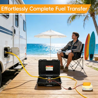 24V 120GPH Fuel Transfer Pump Set with Upgraded Carrying Case & Battery Adapter, Compatible with DeWalt 20V Battery, for Vehicles, Boats(120GPH 24V, Pump with Yellow Adapter) - color: 120GPH 24V, size: Carrying Case Set with Yellow Adapter