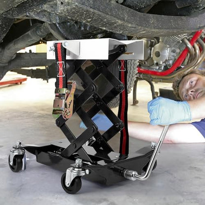450 lbs Heavy-Duty Transmission Jack - Auto Repair Lifting Floor Jack for Effortless Vehicle Maintenance and Smooth Transmission Replacement (Black) - color: Black