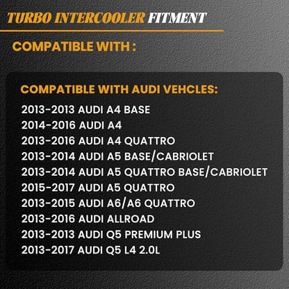 8K0145805G Turbo Intercooler Compatible with Audi A4 A5 A6 Quattro L4 2.0L - size: 8K0145805G