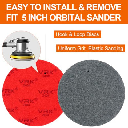 24 PCS 5 Inch Hook and Loop Sanding Sponge Discs Set 240 Grit - size: 5 In 240 Grit 24 PCS