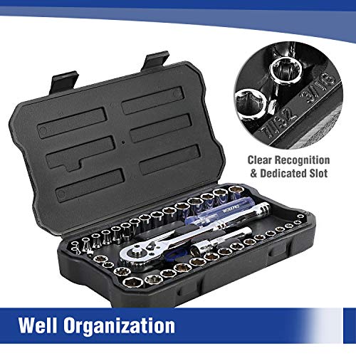 WORKPRO 39-Piece Drive CR-V Socket Set(1/4" & 3/8")