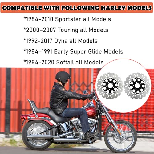 11.8" Front & Rear Floating Brake Rotors Disc Compatible with Harley Sportster Softail Touring Dyna Early Super Glide Motorcycle Brake Disc - size: 11.8" Front+Rear Rotors