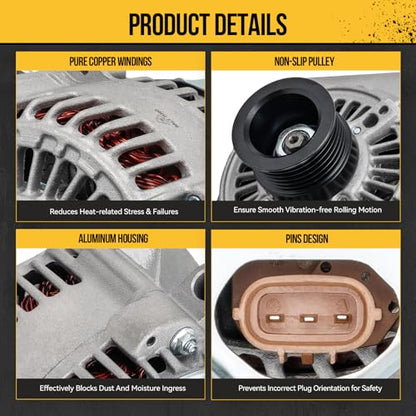 KAC 105Amp Auto Alternator Generators Replacement for Mini,2002-2006 Cooper Supercharged,2007-2008 Cooper Supercharged(EngineDesign: W11B16A) OE Replace # 3342564, 11049 - size: 11049