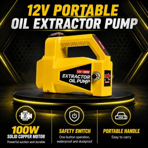 Oil Transfer Pump 12V 100W, Engine Oil Extractor Pump - color: Yellow