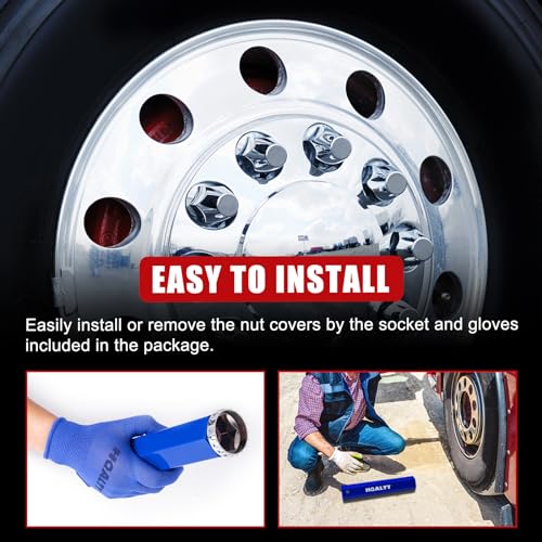 40Pcs Lug Nut Covers 33mm Flat Top Thread-on Nut Covers for Semi Trucks - color: 40 PCS