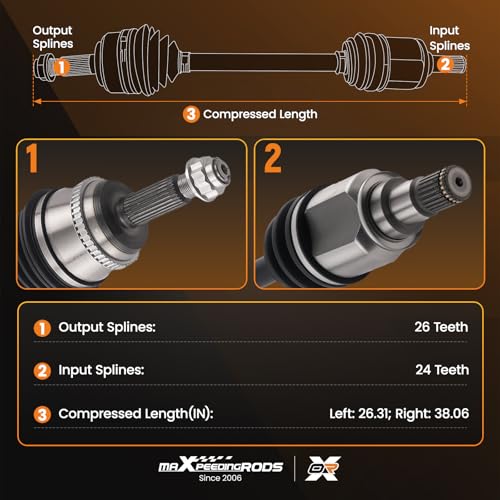 maXpeedingrods Pair Front Left and Right CV Axle Assembly for Toyota Camry - color: 66-5245 66-5247 Left & Right