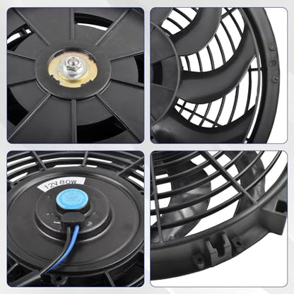 SSN 12" Black Electric Radiator Cooling Fan Assembly Kit - color: Black, size: 12" No Thermostat