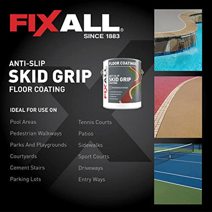 FIXALL Skid Grip Anti-Slip Coating, 1 Gallon, Slate, Exceeds ADA Standards, Ideal for Safety Areas, Slip-Resistant Pavement, Cement & Concrete Paint - color: Slate, size: 128 Fl Oz (Pack of 1)