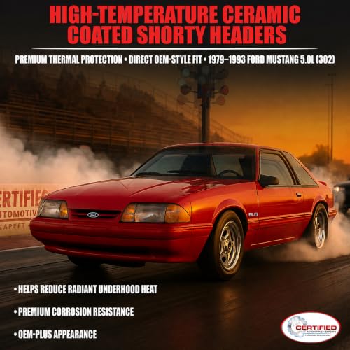 Ceramic Coated Shorty Headers For 1979-1993 Ford Mustang 5.0L Foxbody GT LX - size: Ceramic Coated Shortys 5.0L Fox Body Mustang