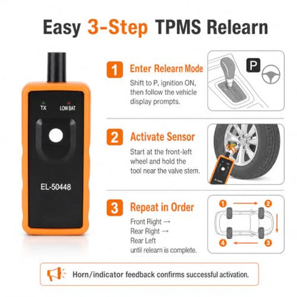 TPMS Relearn Tool for Car Tire Sensor, EL-50448 Tire Pressure Monitor Sensor TPMS Reset Activation Tool, OEC-T5 System Programming Training, for Most Series Vehicles 2012