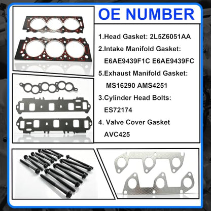 3.0 Head Gasket Set w/Head Bolts Fit for Ford Ranger Mazda 98-01 HS9902PT - size: 3.0 Head Gasket Set