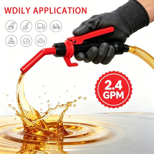 Electric Portable Fuel Transfer Pump.Battery Operated Liquid Transfer Pump, 2.4GPM Liquid & Gasoline Siphon Pump, Long Hose，Handheld Liquid Transfer Pump with Nozzle - color: Black+Red