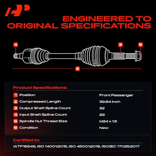 A-Premium Front Right Passenger Side CV Axle Shaft Assembly