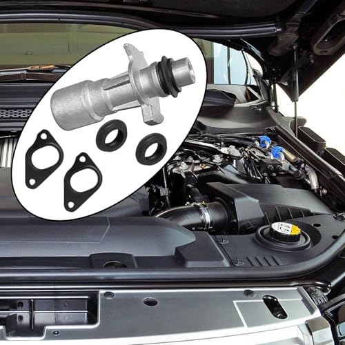Pleoos R028136 Aluminum Oil Cooler Adapter Kit with Dual Water Pump Gaskets Compatible with 2010-2016 Land Rover LR4, 2010-2021 Land Rover Range Rover Replace#: LR049370 LR030593