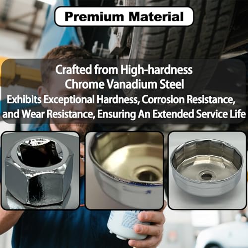 84mm Oil Filter Wrench, 14 Flute Wrench & 1/2Inch Square Drive Flute Oil Filter Removal Tool - size: 84mm 14 Flute