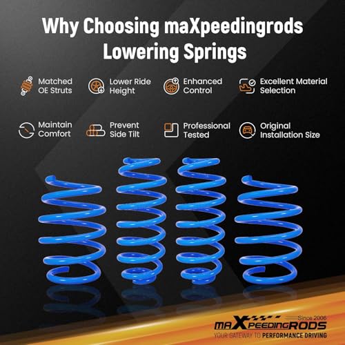 maXpeedingrods Lowering Springs for Toyota Camry FWD 2018-2024, SAE 9254 Cold-Wound Steel 2.0" Lowering Coil Springs, Blue