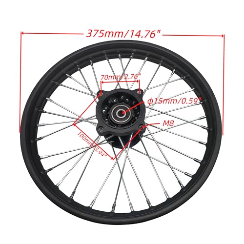Beeking 1,40×14"（60/100-14)(15mm Bearing) Front Wheel Rim Hub for Motocross Off Road Dirt Pit Bike Fits 50cc-125cc dirt bike TTR SSR CRF Apollo.