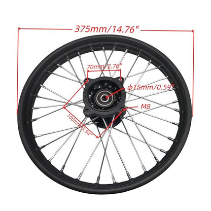 Beeking 1,40×14"（60/100-14)(15mm Bearing) Front Wheel Rim Hub for Motocross Off Road Dirt Pit Bike Fits 50cc-125cc dirt bike TTR SSR CRF Apollo.