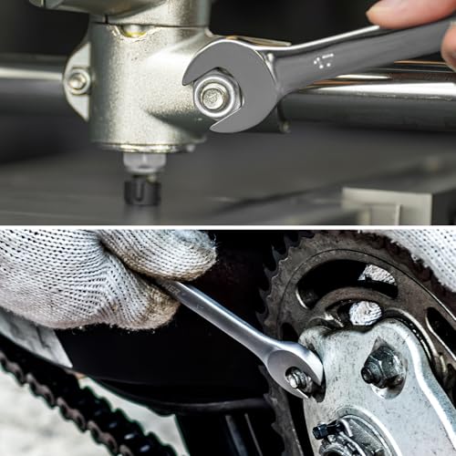 MAXPOWER 17mm Combination Wrench, Industrial Grade Spanners with Chrome Vanadium Steel, Sand Blasted Finish, Forged Heat-Treated - SAE - color: 17 Mm