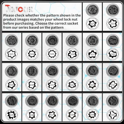 533 Wheel Locking Nut Key for VW, Socket Adapter (OD 28mm-ID 25mm) - size: Socket 533