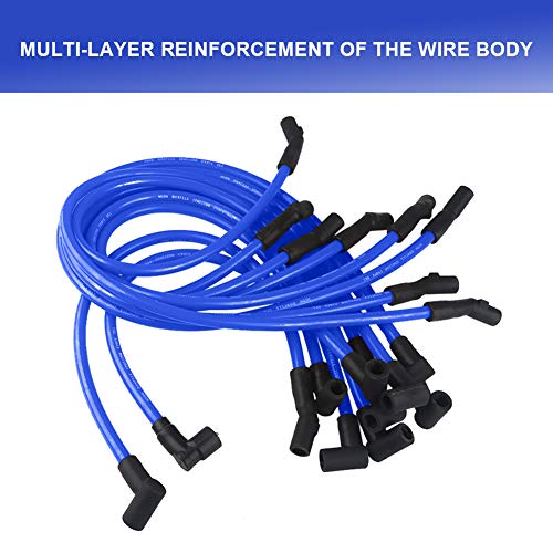 JDMON 10.5mm Spark Plug Wires Compatible with Ford F-150 F150 Mustang 5.0L 5.8L SBF 302 289 Ignition Wires High Performance Blue - color: Blue