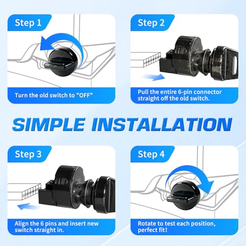 Ignition Switch for Polaris Sportsman 400 500 600 700 800 Ranger 400 425 500 570 700 800 900 1000 RZR 570 800 900 1000, 4011002 4012165 Off/Run/Start 6 Pin 3 Position - style: 3 Position - OFF/RUN/START