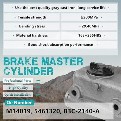 M14019 Brake Master Cylinder with Reservoir and Cap Fit for Ford Vehicles - F-100 1953 1954 1955 1956 - Replaces# 5461320, B3C-2140-A - size: M14019