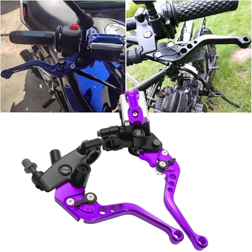 Universal Motorcycle 7/8" 22mm Handlebar Brake Master Cylinder Clutch Lever CNC Left & Right Set Compatible with Honda Kawasaki Suzuki Yamaha（ Piston Diameter 12.7mm (Purple) - color: Purple